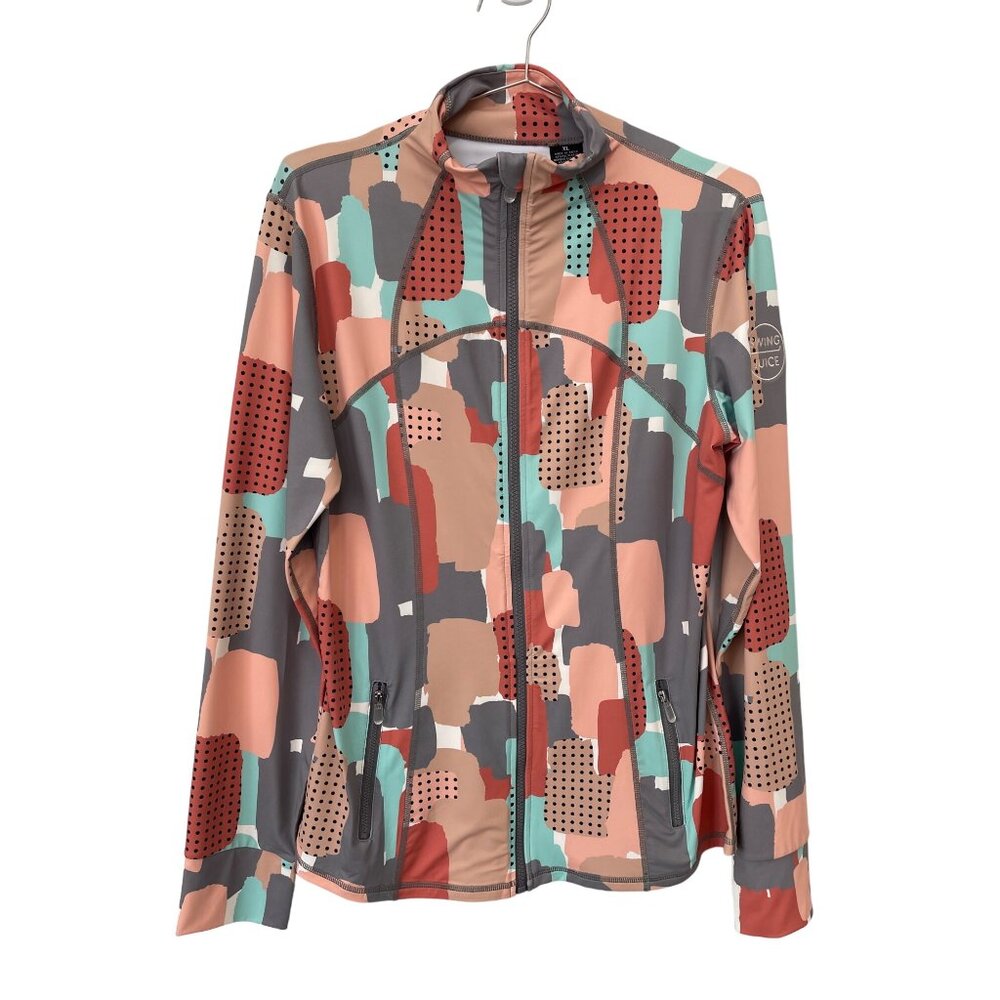 Swing Juice Performance Golf Full Zip Jacket Womens XL Sporty Abstract Camo NEW